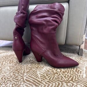 Anne Klein Yurika Red Leather Slouch Boots